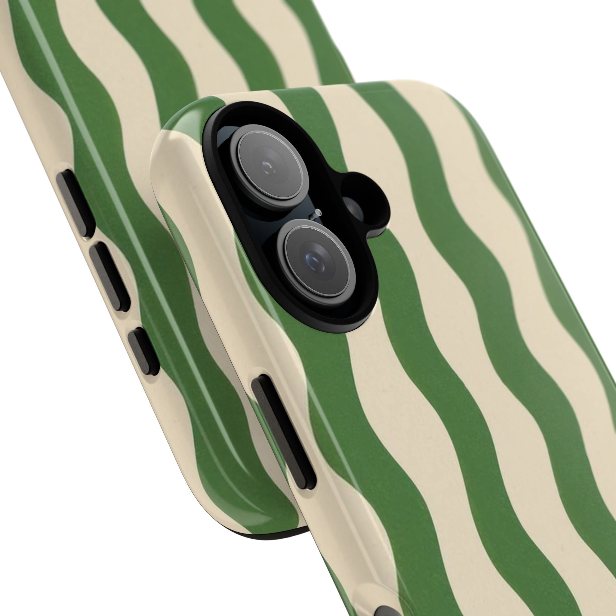 Wavy Green Stripe Phone Case — Retro Minimalist Tough Case