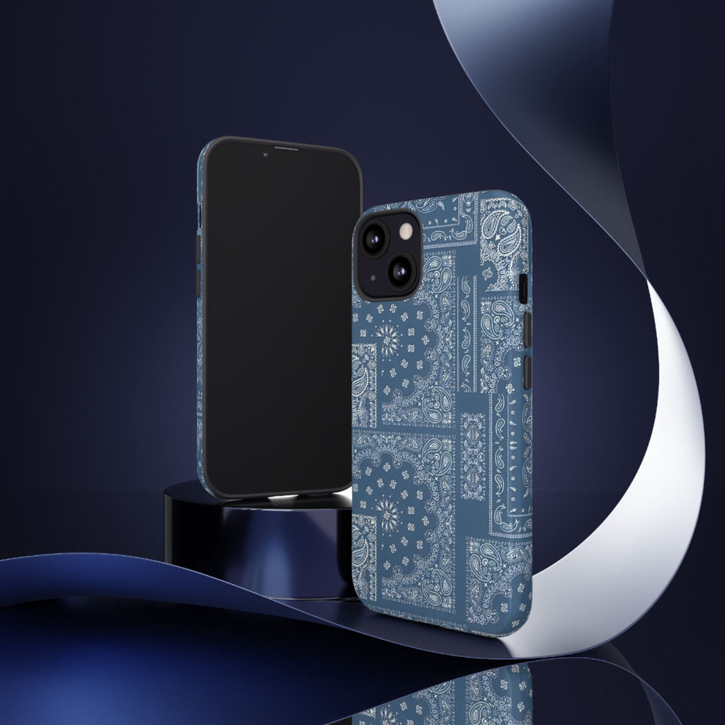 Blue Bandana Tough Phone Case — Rugged Protective iPhone Cover