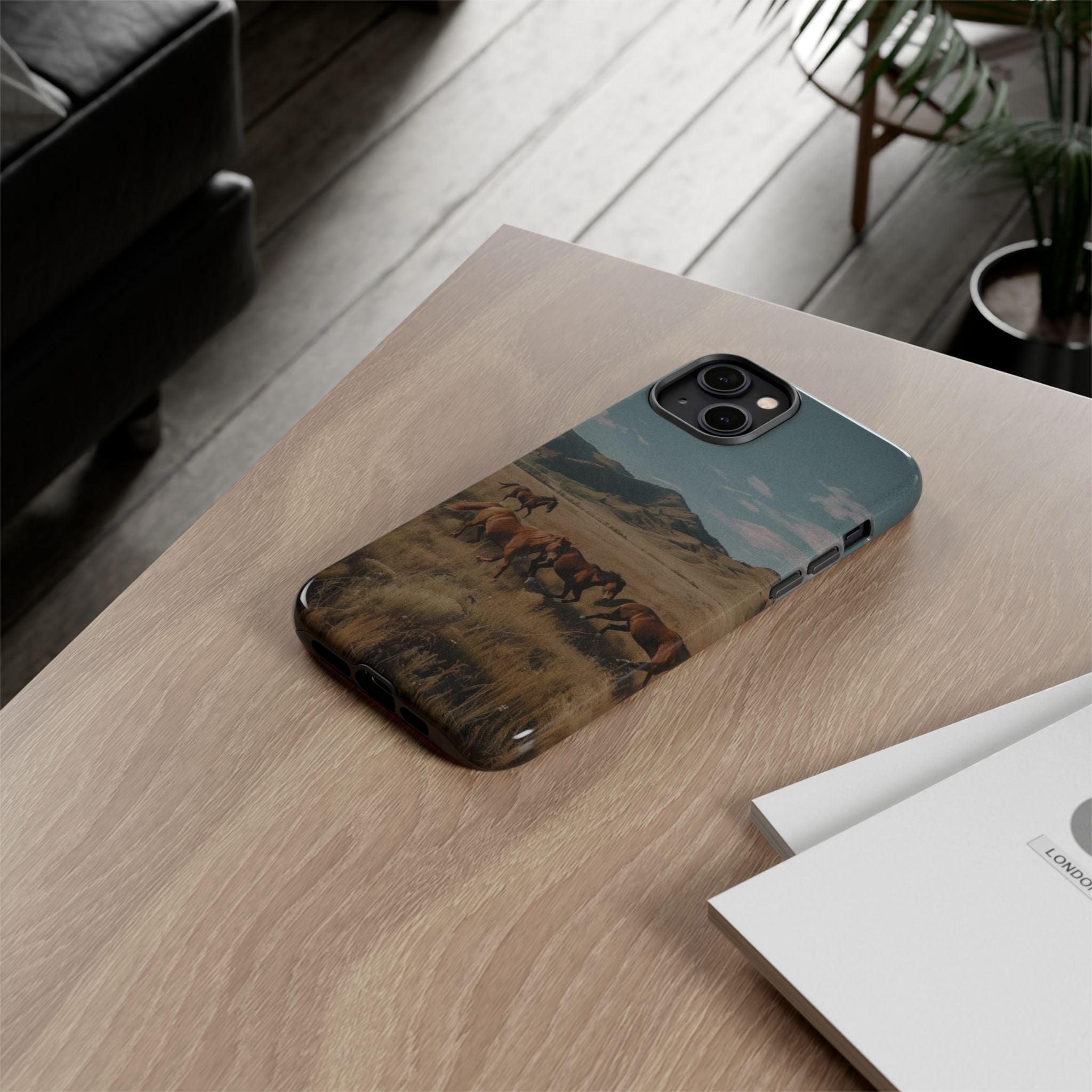 Wild Mustang – Durable Protective iPhone Case with Scenic Desert Horse Design