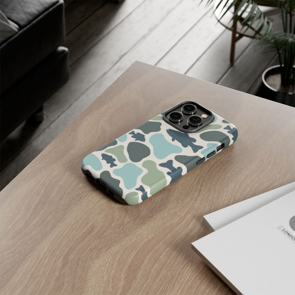 Camouflage Fish Tough Phone Case — Waterproof Blue-Green Camo iPhone Cover