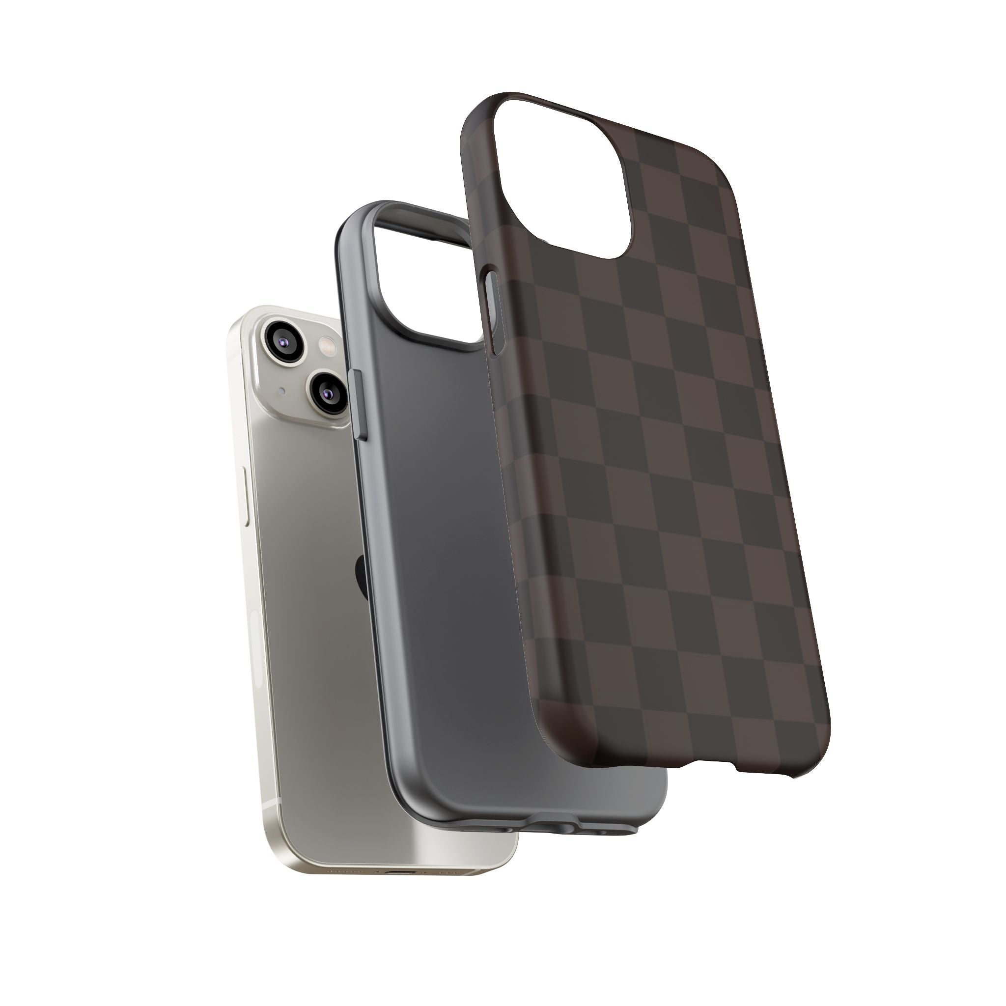 Lucky Chocolate Checkered  — Brown Grid Protective Cover