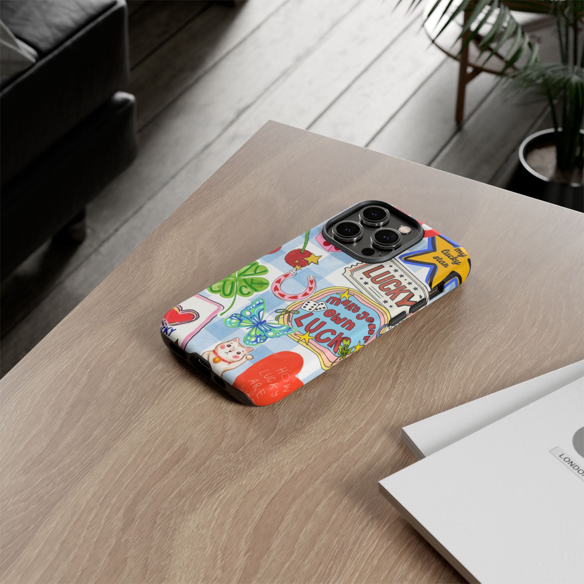 Lucky Charm Phone Case — Cute Kawaii Sticker Collage, ‘Make Your Own Luck’ Design