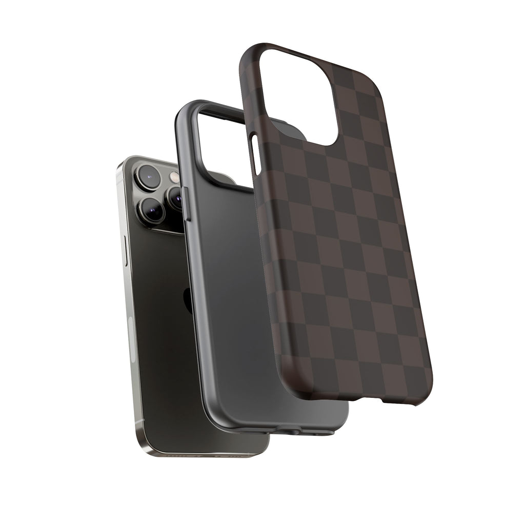 Lucky Chocolate Checkered  — Brown Grid Protective Cover