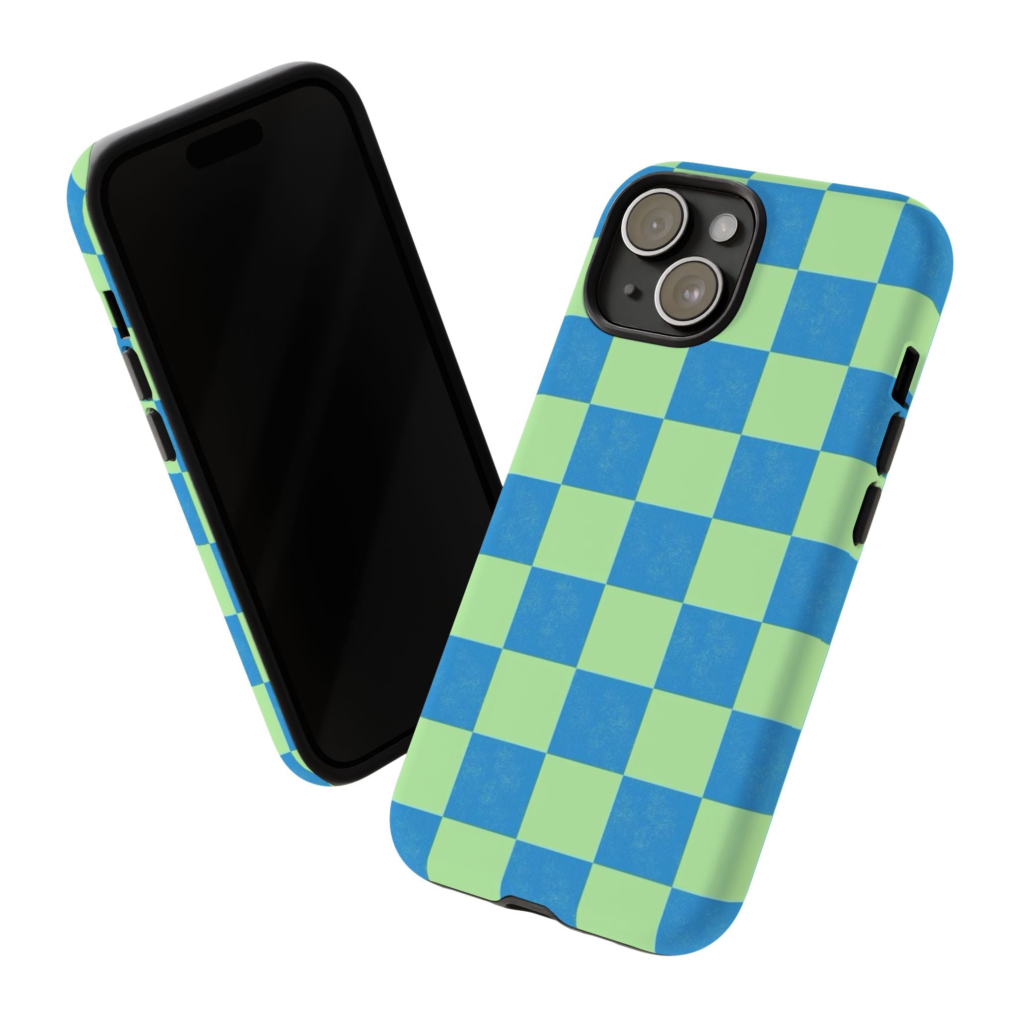Cowgirl Blue Checkers — Retro Checkered Tough Phone Cover