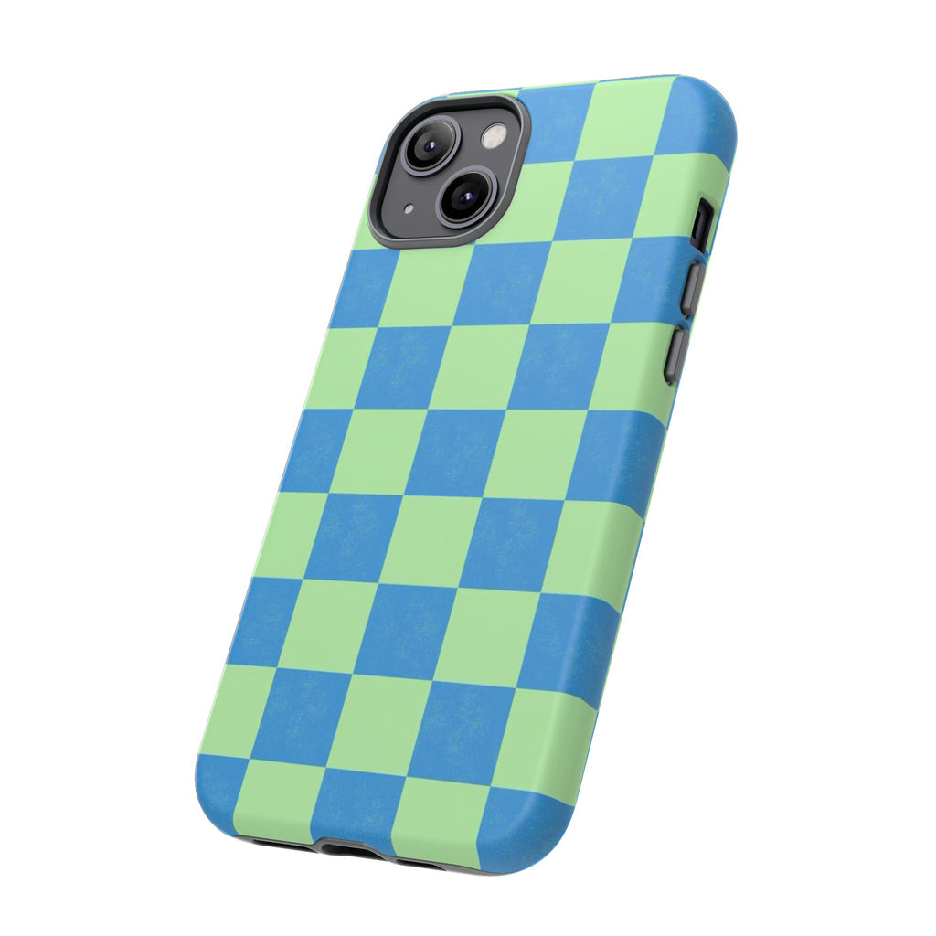 Cowgirl Blue Checkers — Retro Checkered Tough Phone Cover