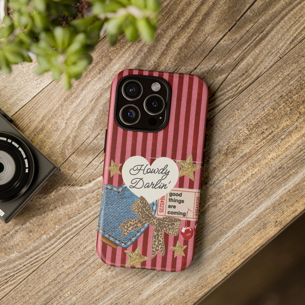 Howdy Darlin' Case — Denim Heart & Vintage Ticket Design