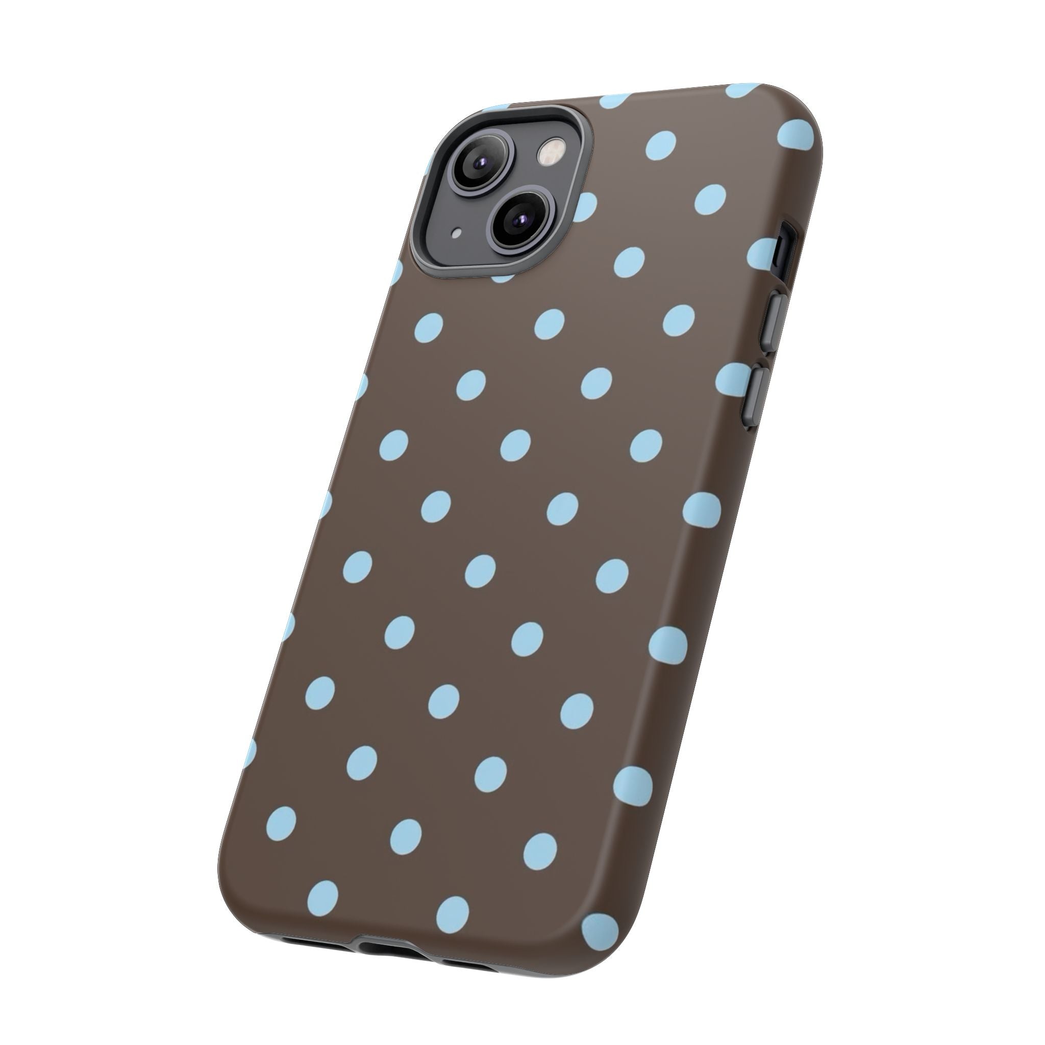 Brown Polka Dot Phone Case — Blue Dot Protective Tough Case