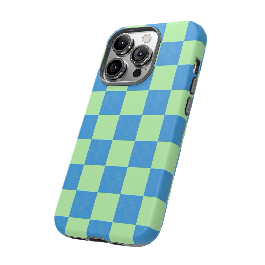 Cowgirl Blue Checkers — Retro Checkered Tough Phone Cover