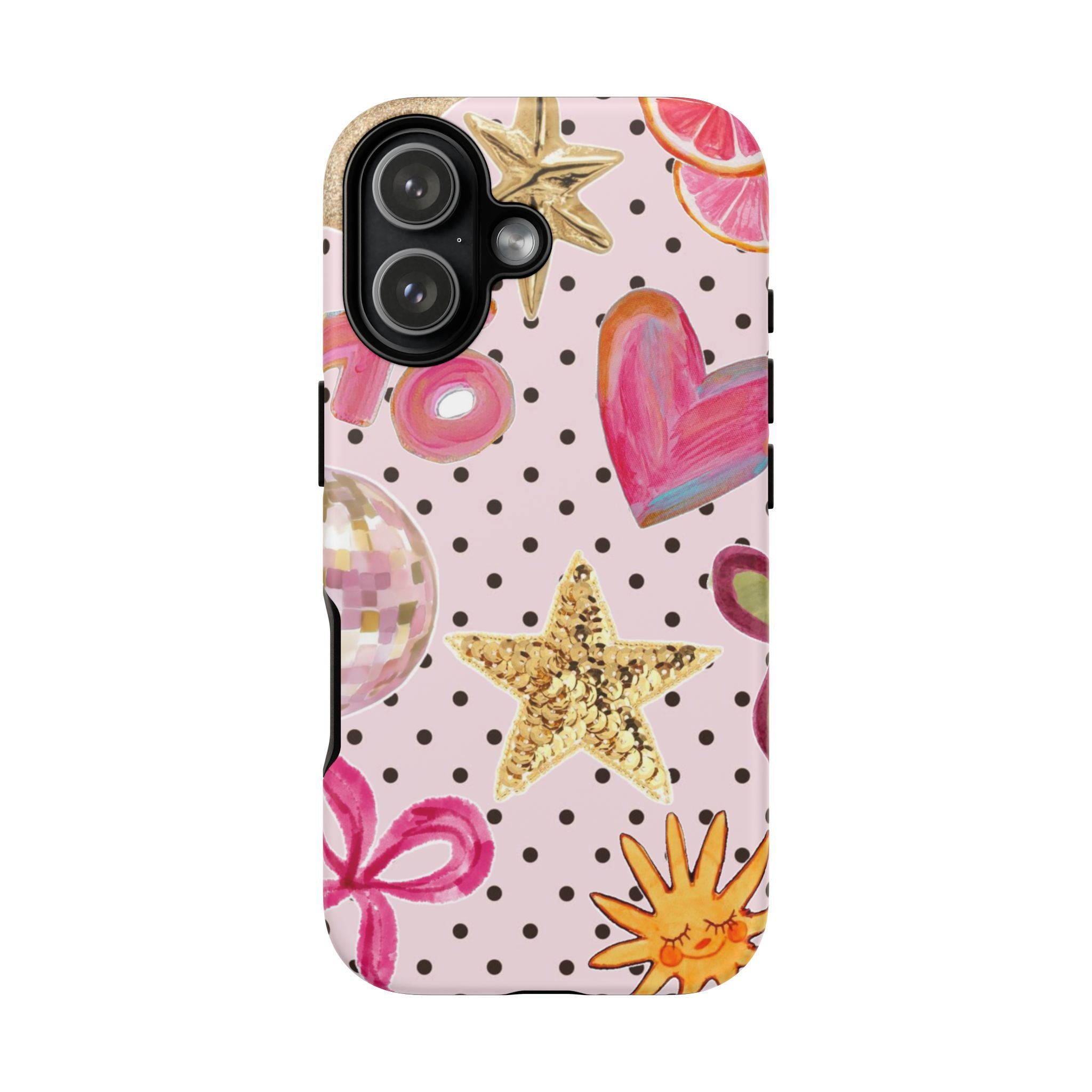 Pink Polka Dot Party — Pink Hearts, Stars & Disco Ball Design