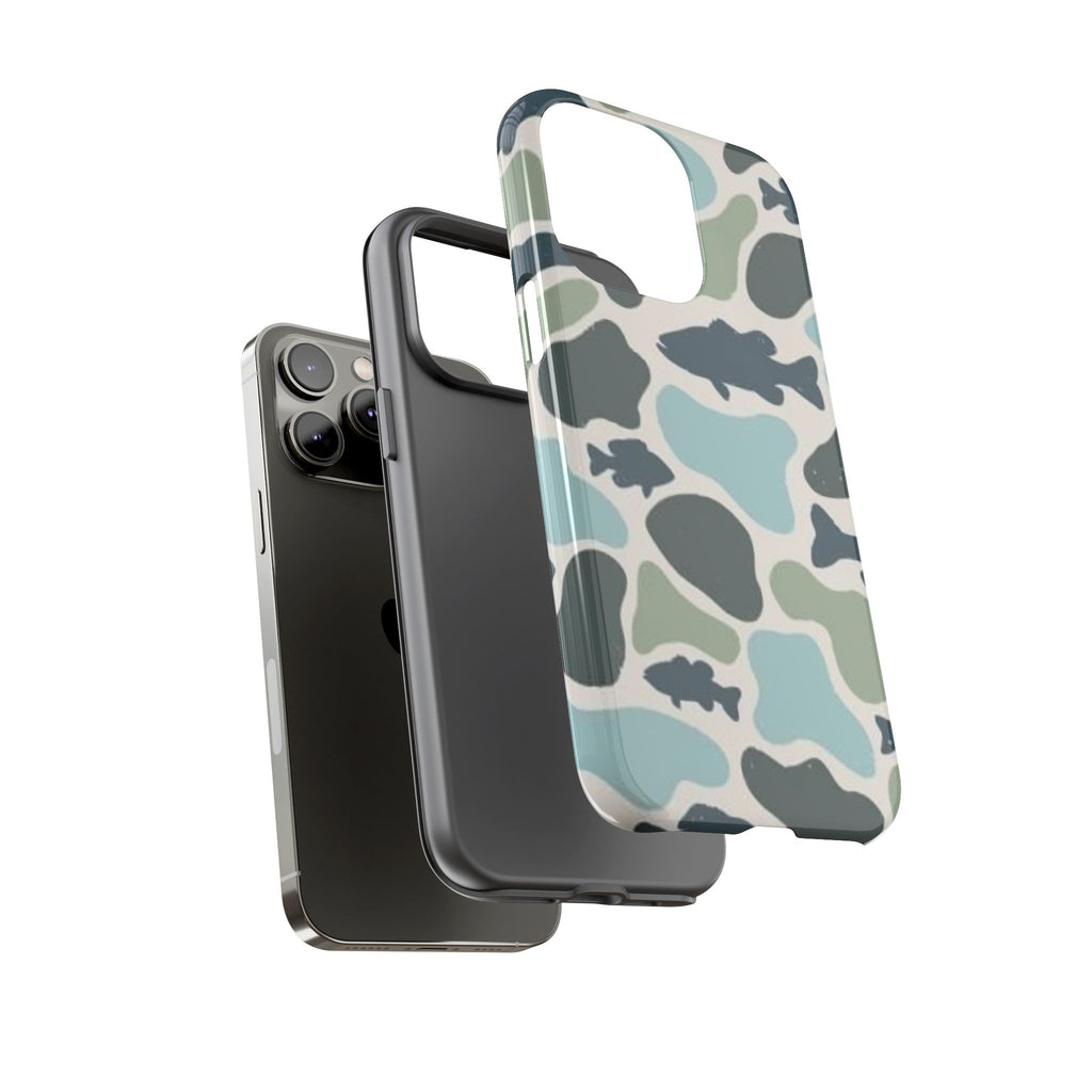 Camouflage Fish Tough Phone Case — Waterproof Blue-Green Camo iPhone Cover