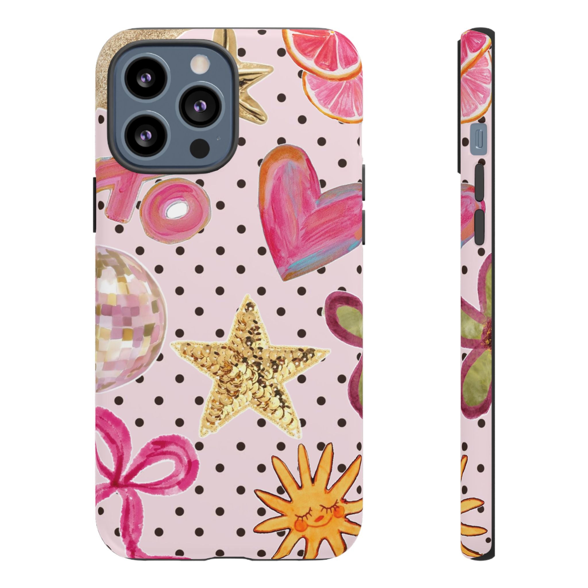 Pink Polka Dot Party — Pink Hearts, Stars & Disco Ball Design