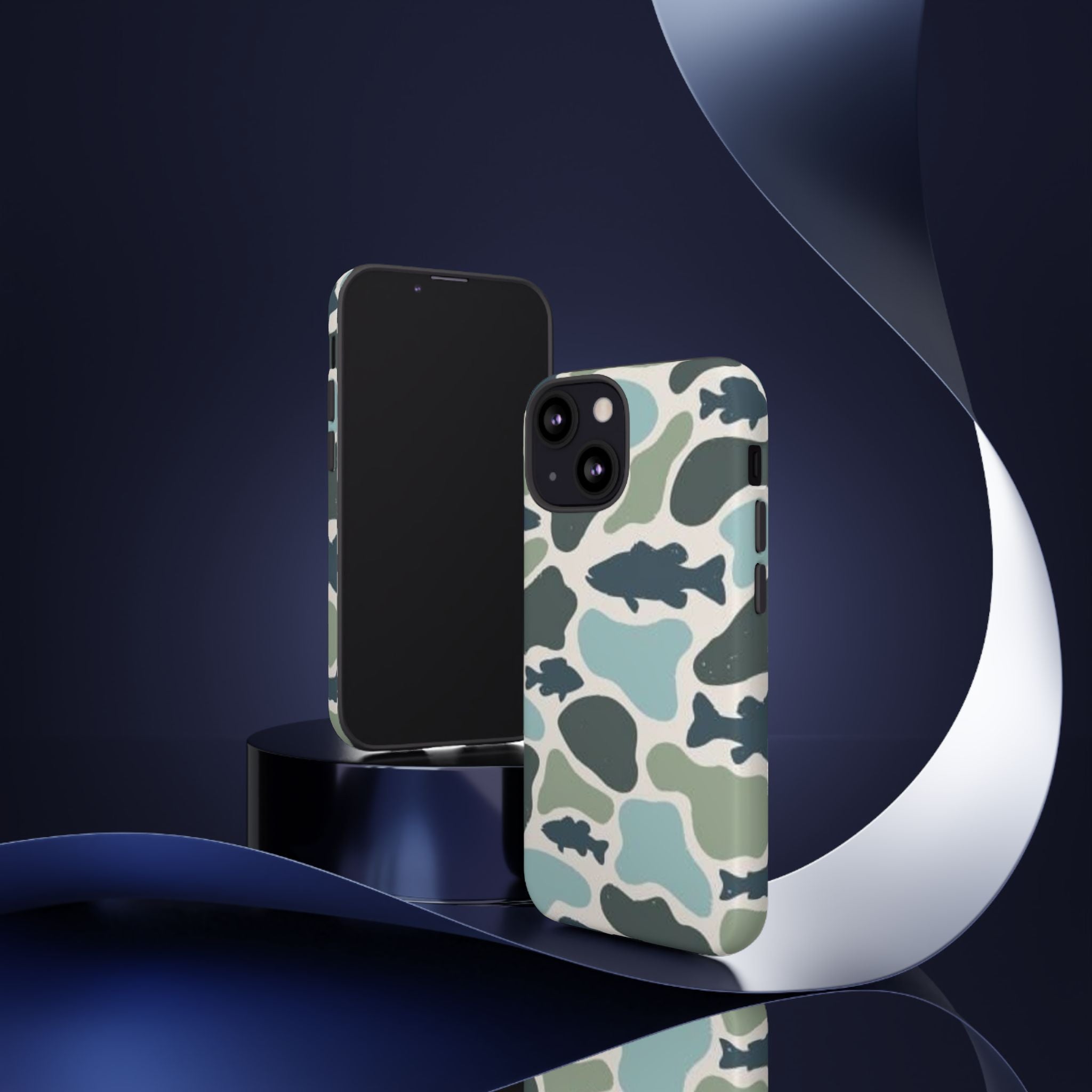 Camouflage Fish Tough Phone Case — Waterproof Blue-Green Camo iPhone Cover