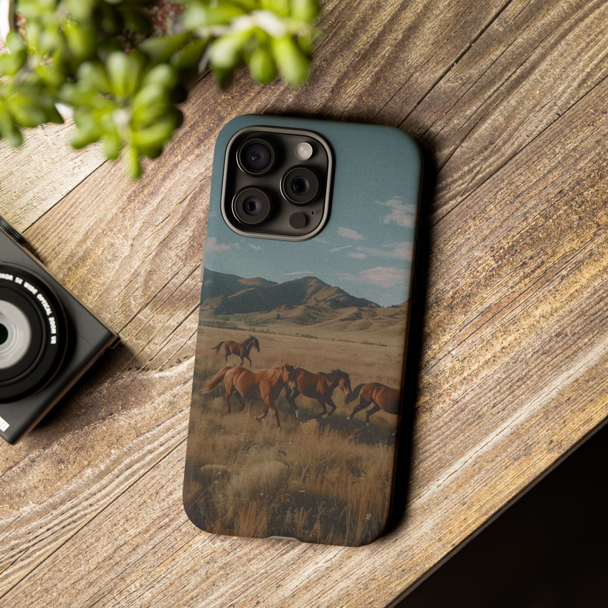 Wild Mustang – Durable Protective iPhone Case with Scenic Desert Horse Design