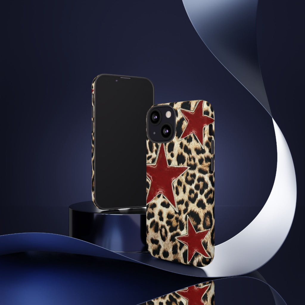 Ruby Leopard Star – Red Stars on Animal Print