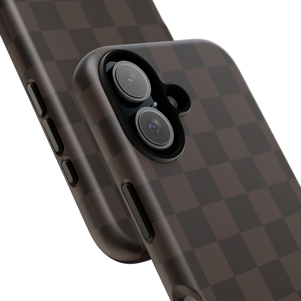 Lucky Chocolate Checkered  — Brown Grid Protective Cover