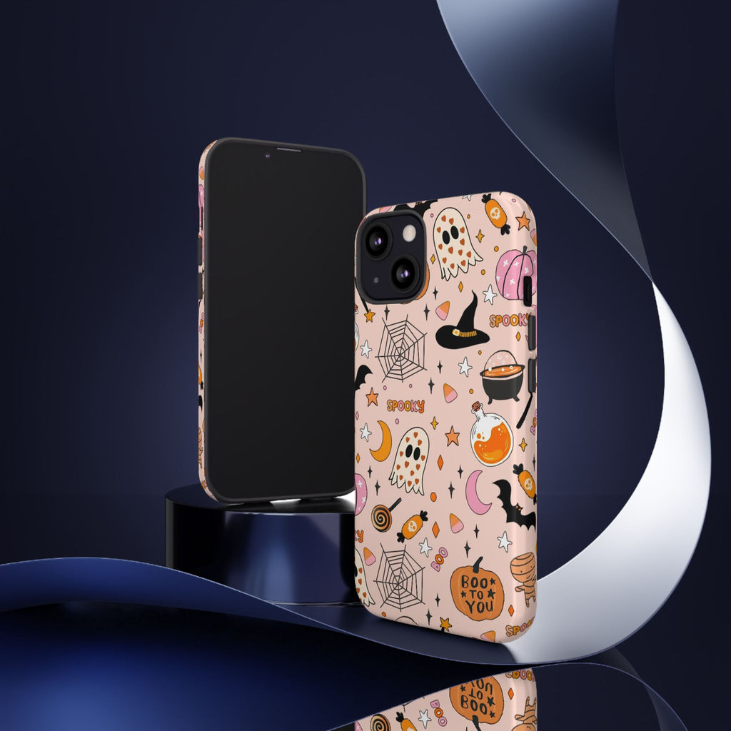 Spooky Halloween — Pink Ghosts, Witches, Candy & "Boo to You" Design