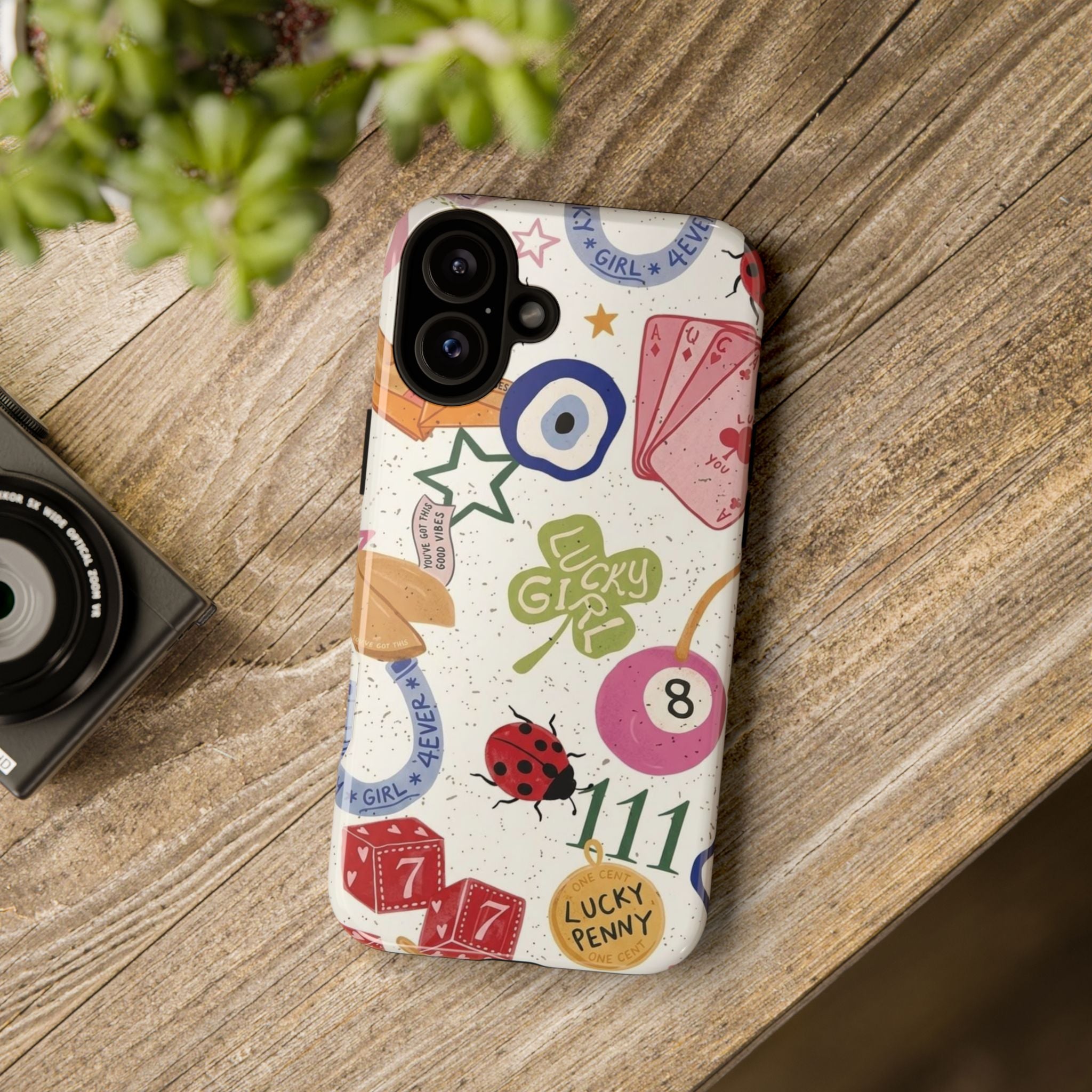 Lucky Charm Phone Case — 'Lucky Girl' Sticker Collage Design