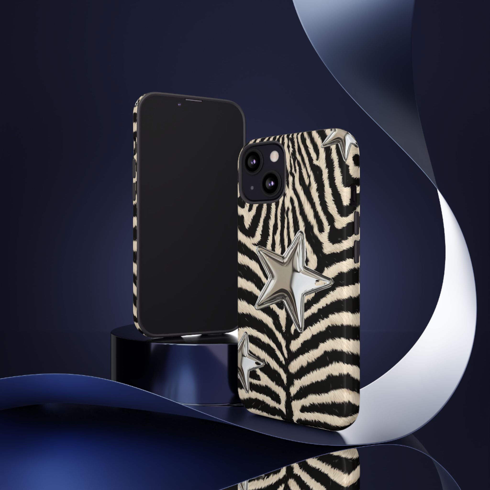 Zebra Print with Metallic Stars – Protective iPhone Cover