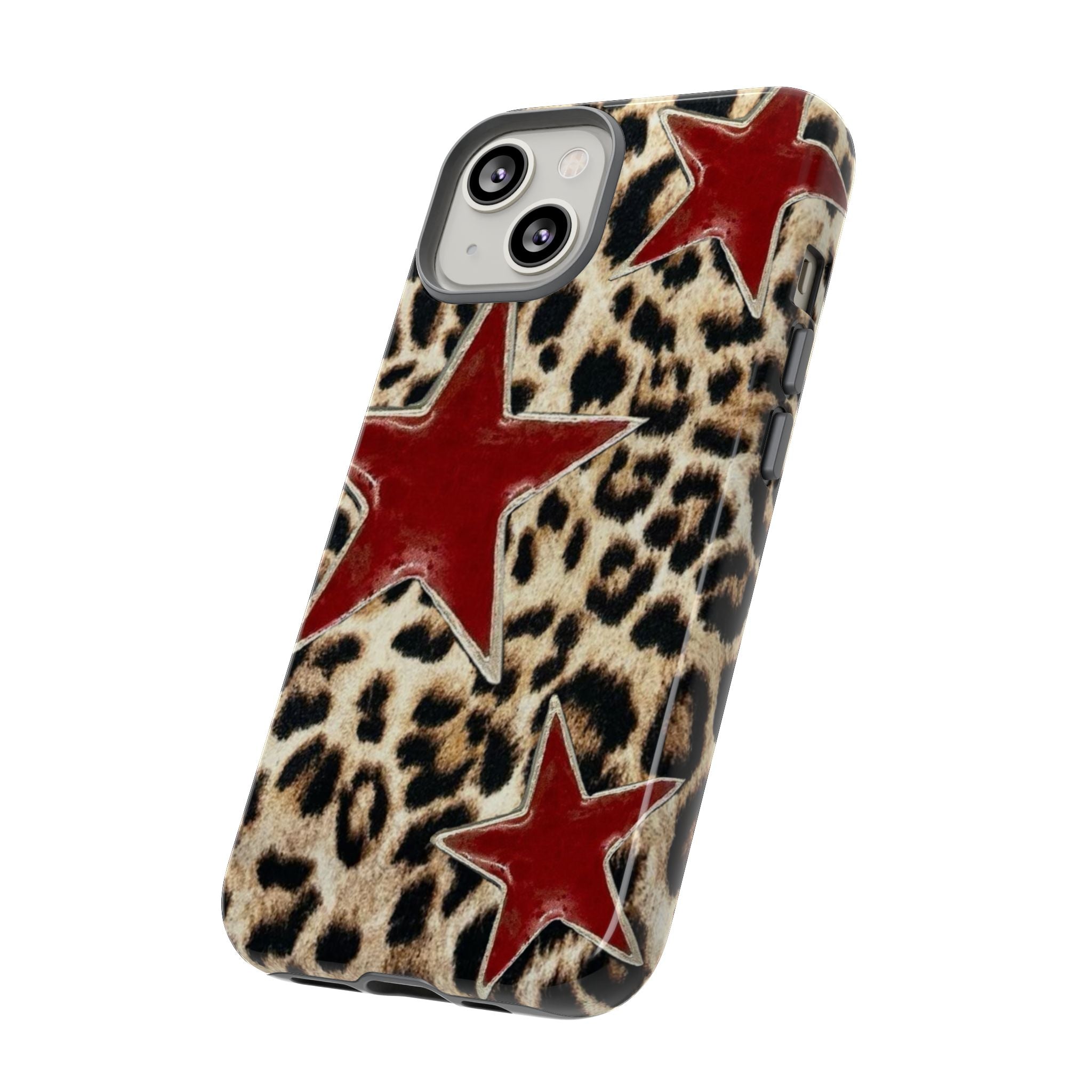 Ruby Leopard Star – Red Stars on Animal Print