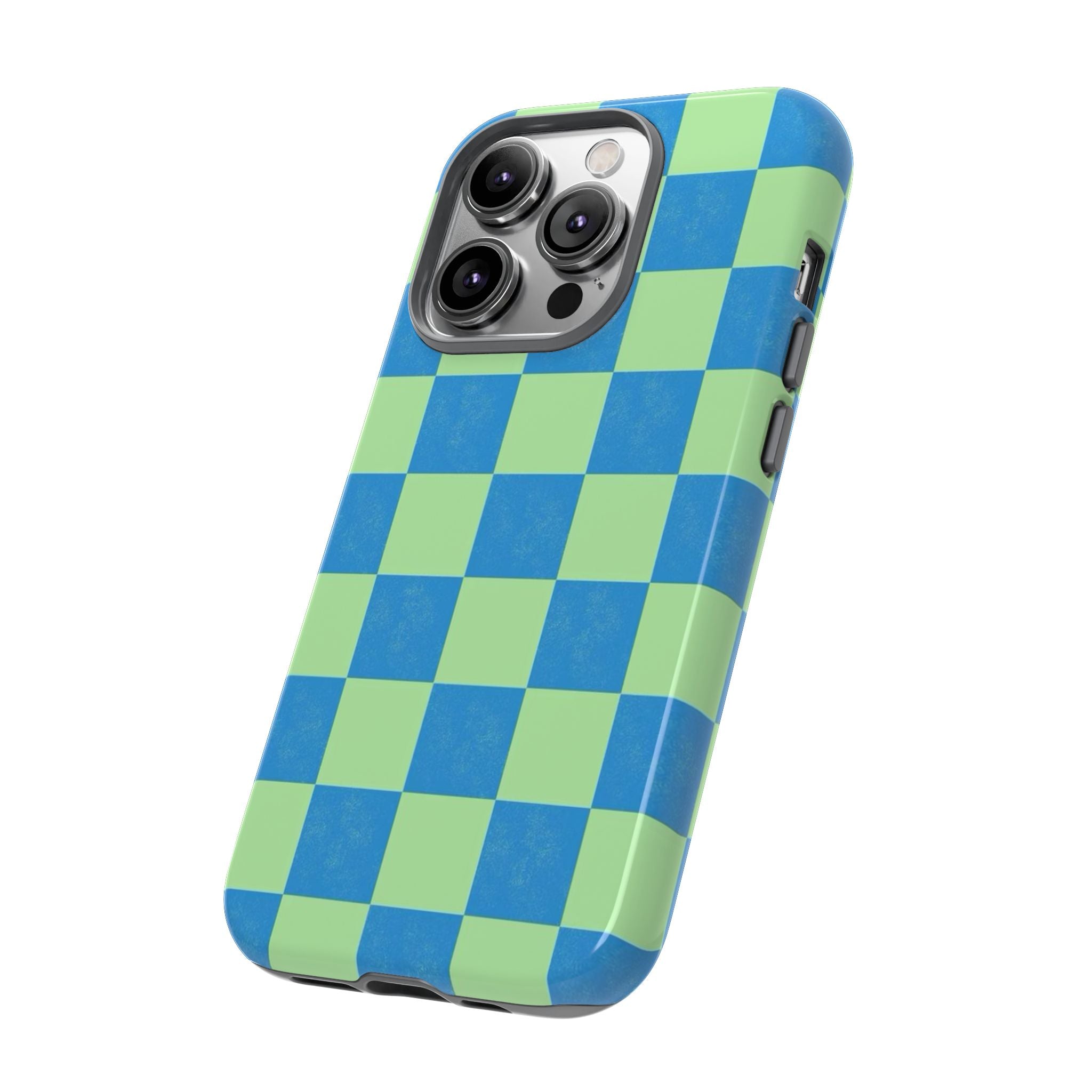 Cowgirl Blue Checkers — Retro Checkered Tough Phone Cover