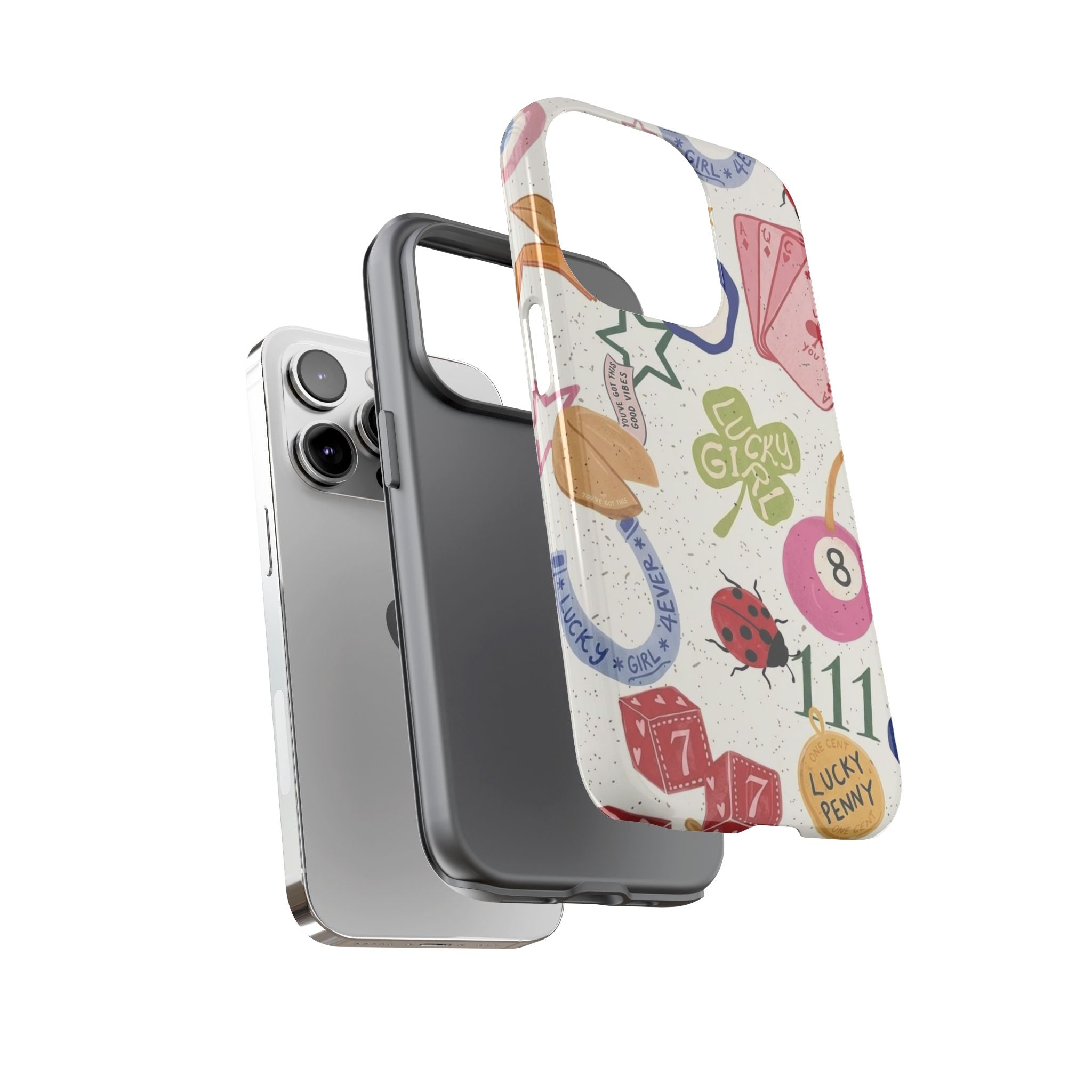 Lucky Charm Phone Case — 'Lucky Girl' Sticker Collage Design