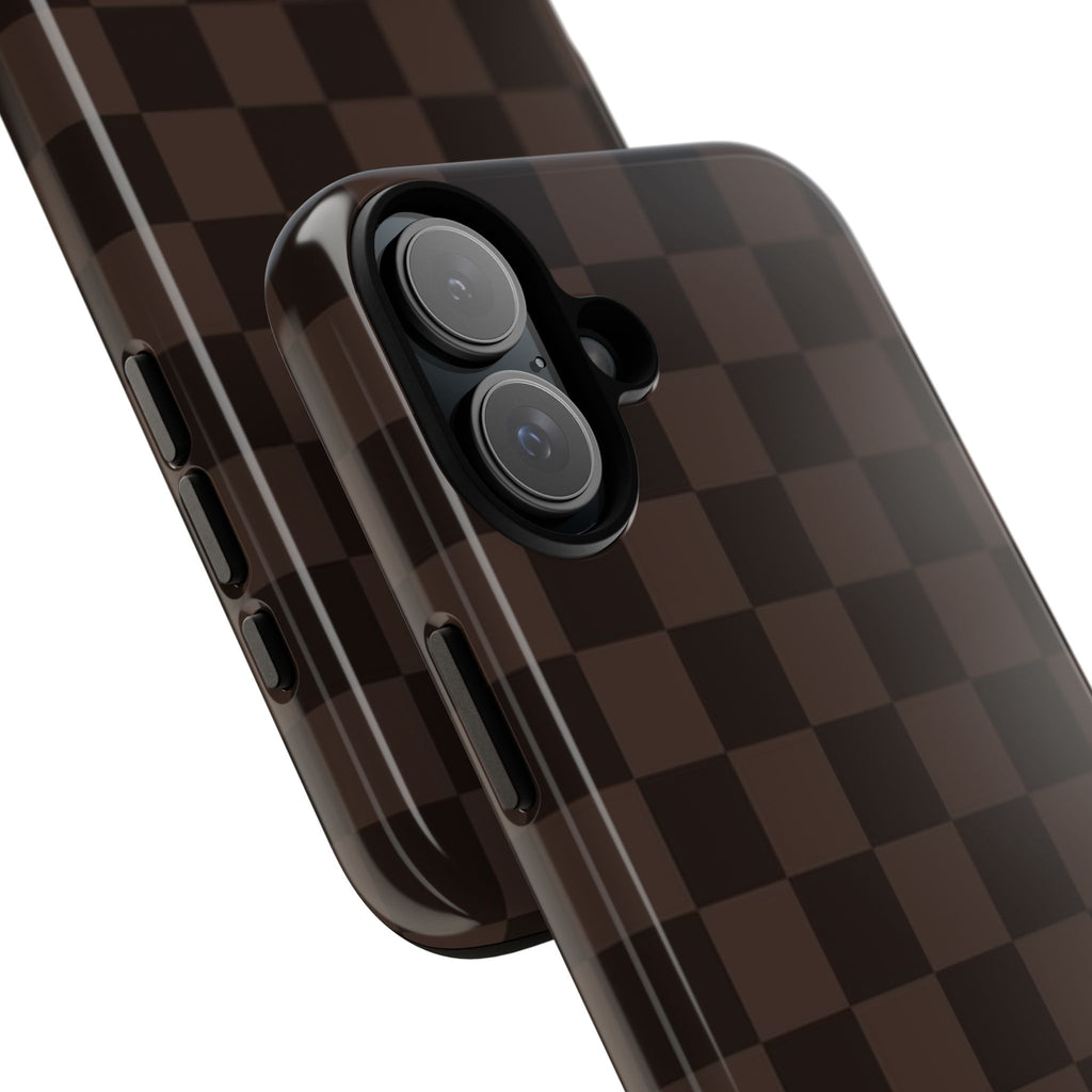 Lucky Chocolate Checkered  — Brown Grid Protective Cover
