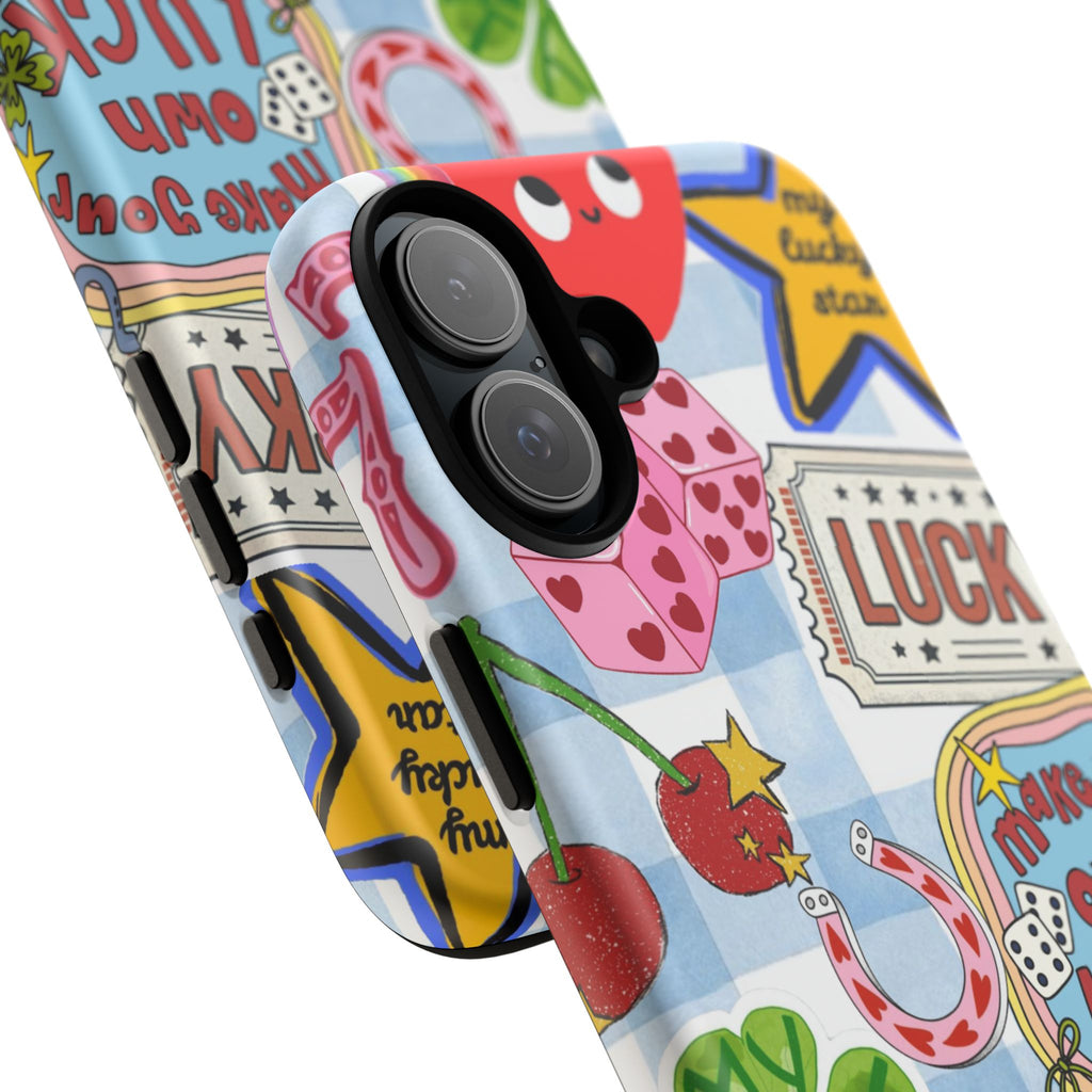 Lucky Charm Phone Case — Cute Kawaii Sticker Collage, ‘Make Your Own Luck’ Design