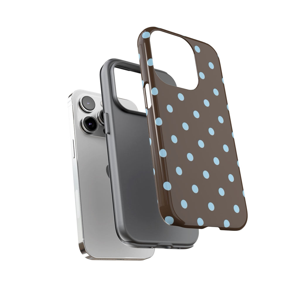 Brown Polka Dot Phone Case — Blue Dot Protective Tough Case