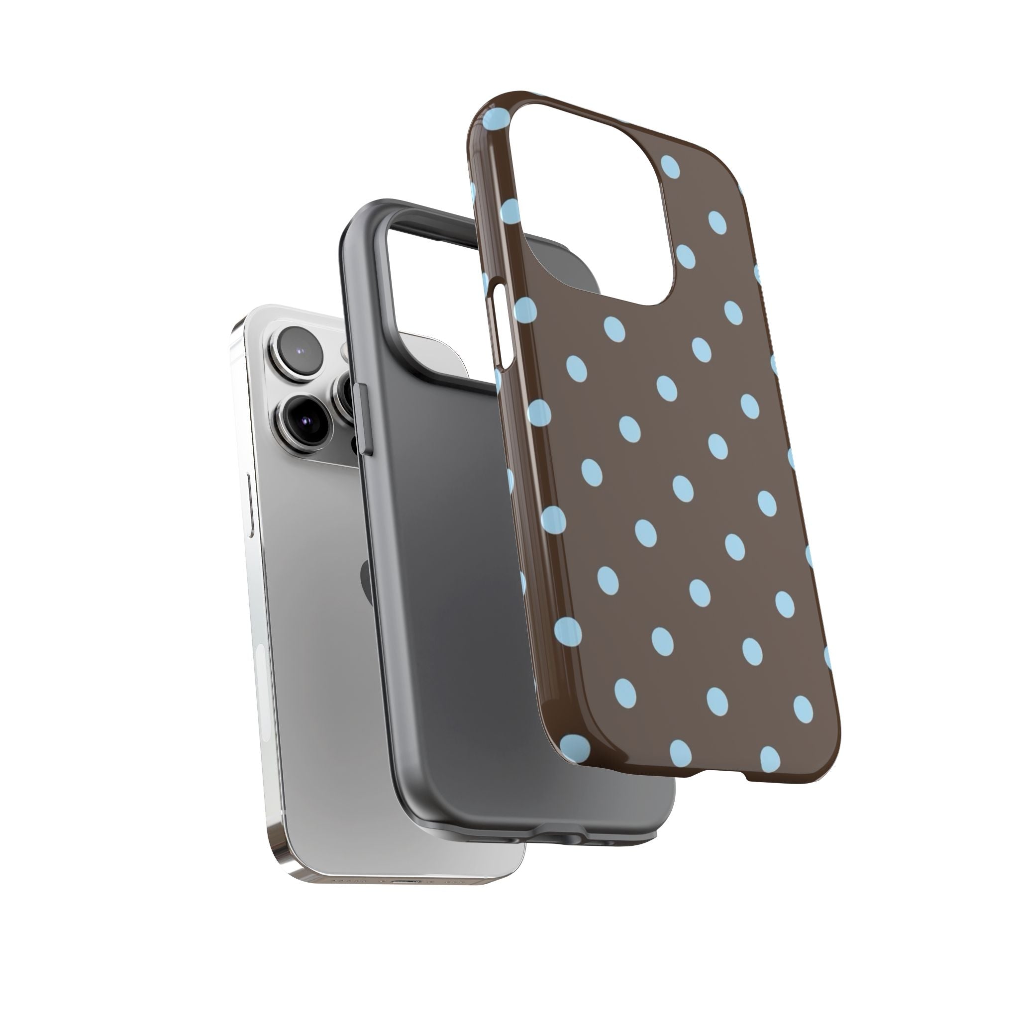 Brown Polka Dot Phone Case — Blue Dot Protective Tough Case