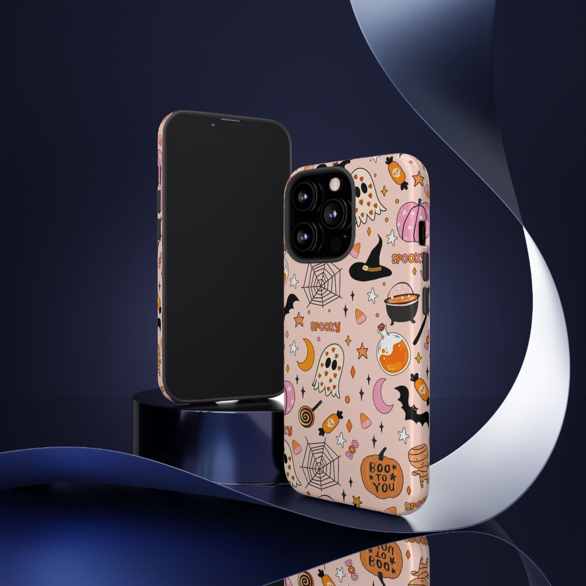 Spooky Halloween — Pink Ghosts, Witches, Candy & "Boo to You" Design