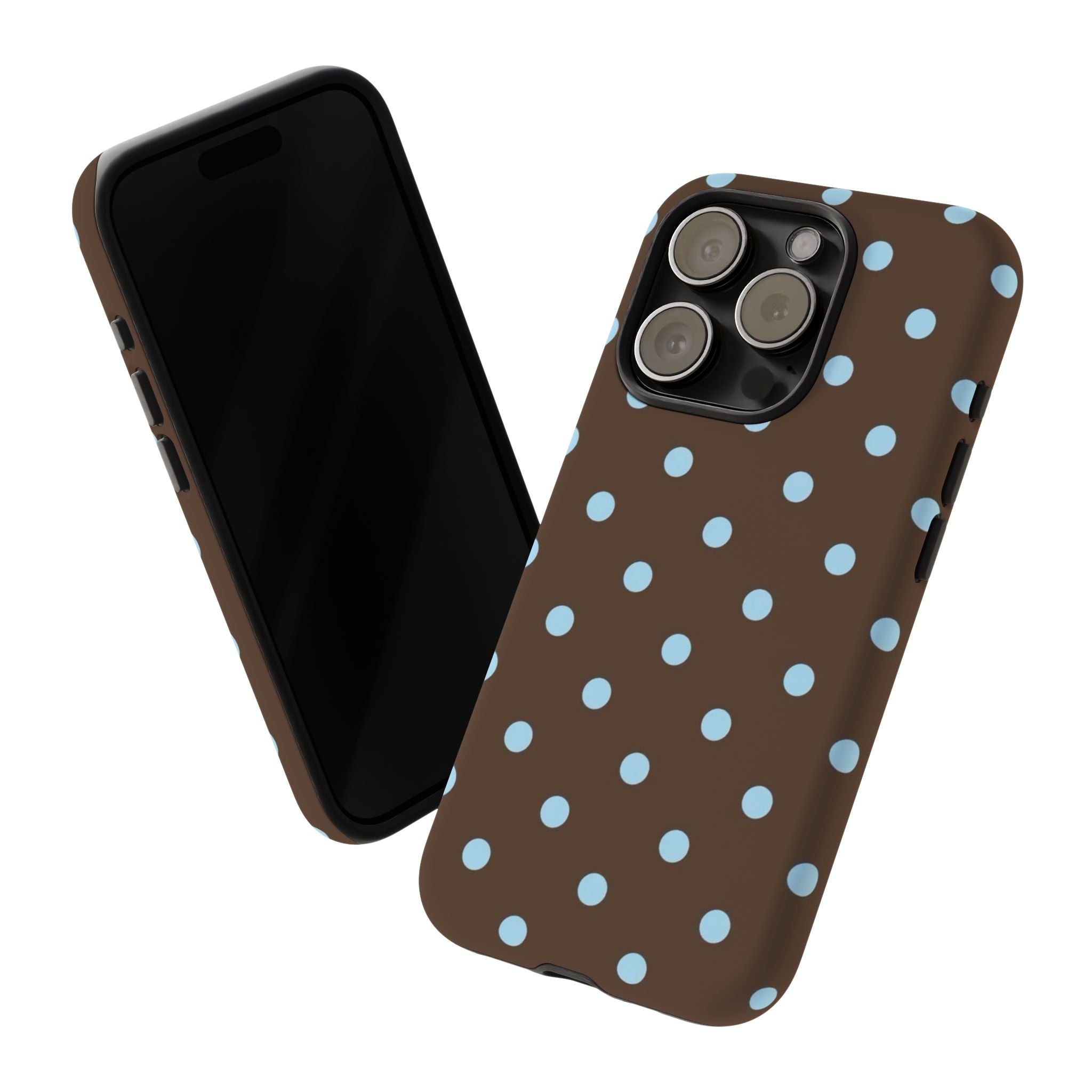 Brown Polka Dot Phone Case — Blue Dot Protective Tough Case