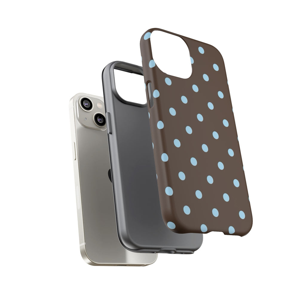 Brown Polka Dot Phone Case — Blue Dot Protective Tough Case