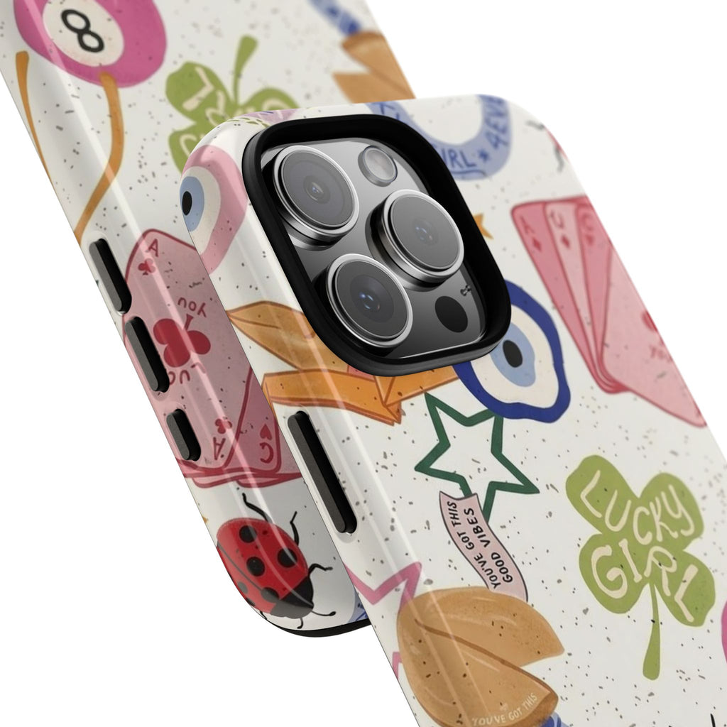 Lucky Charm Phone Case — 'Lucky Girl' Sticker Collage Design