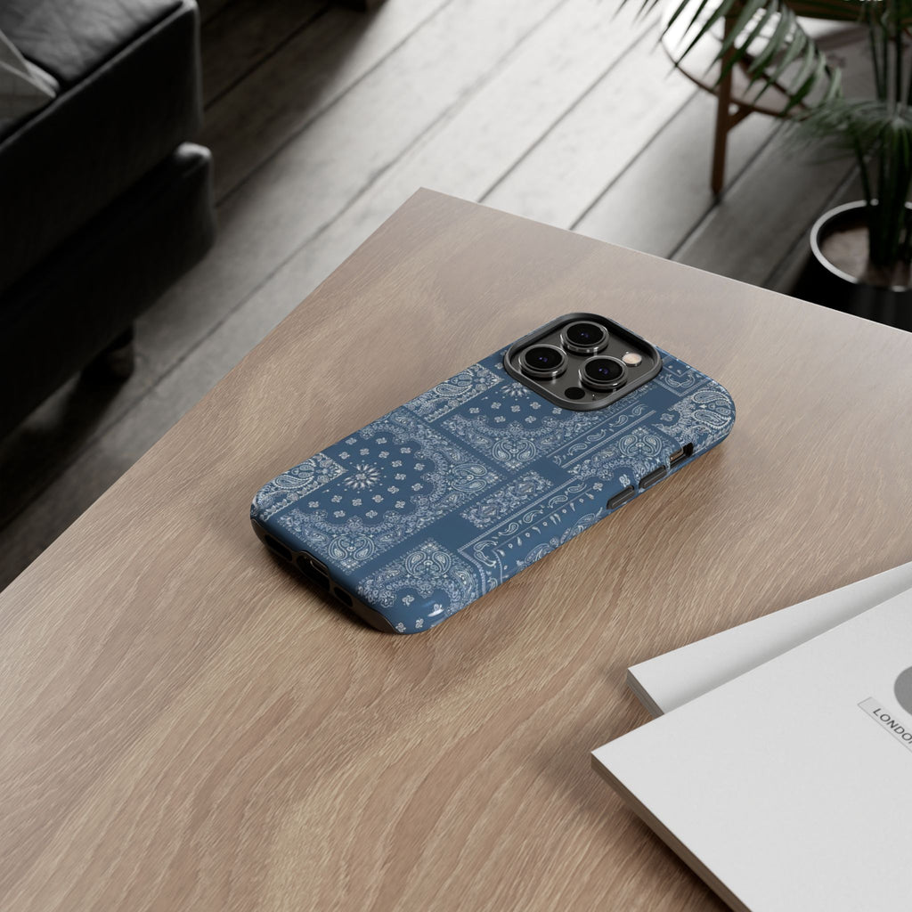 Blue Bandana Tough Phone Case — Rugged Protective iPhone Cover
