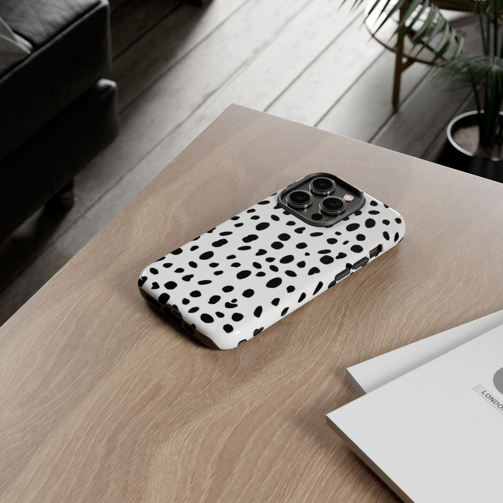 Dalmatian Spot Tough Phone Case — Black & White Protective Cover