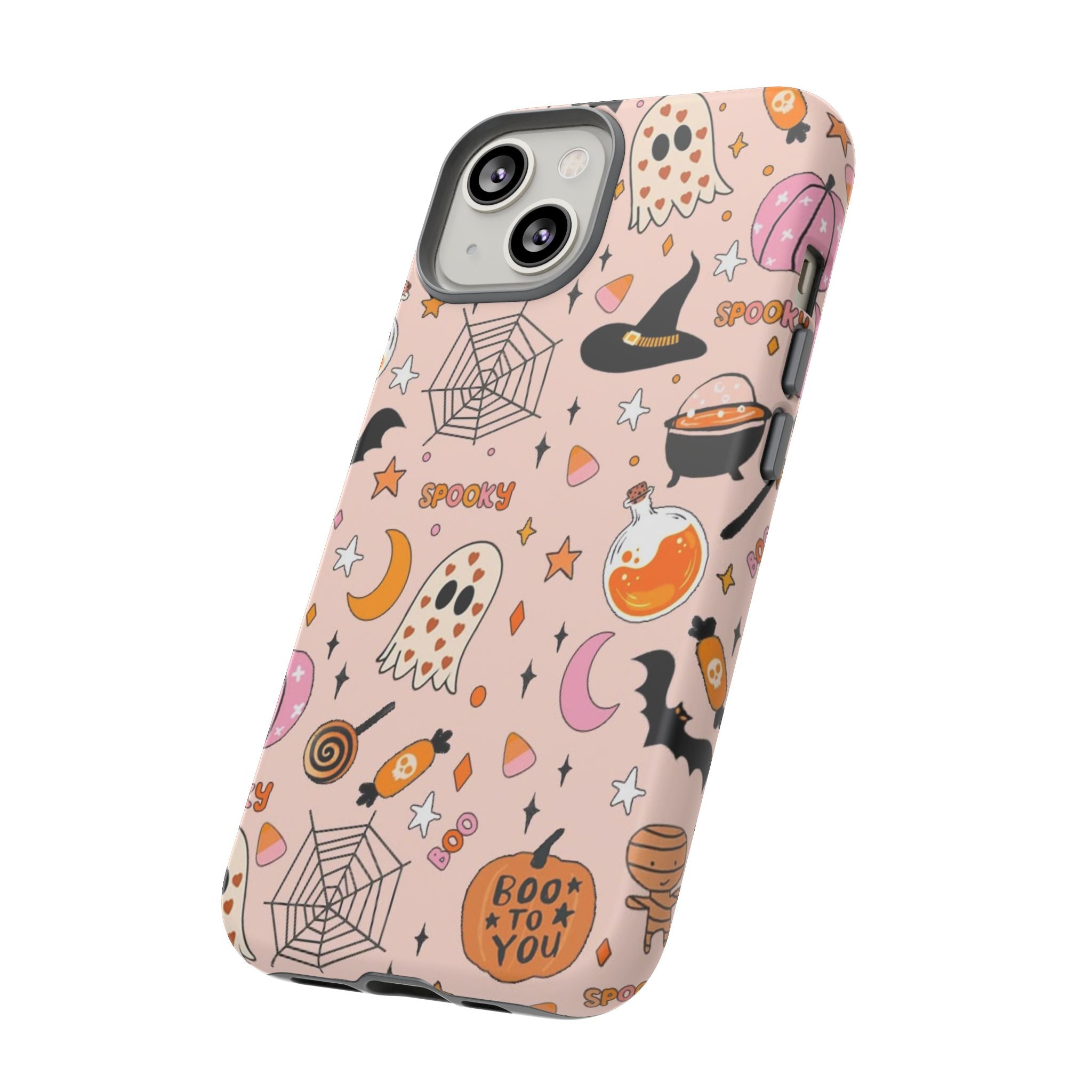 Spooky Halloween — Pink Ghosts, Witches, Candy & "Boo to You" Design