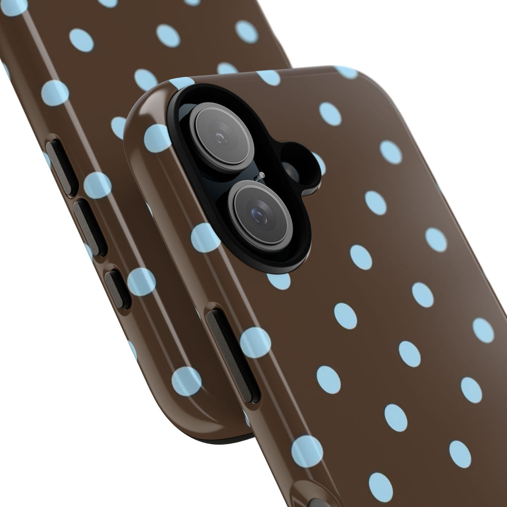 Brown Polka Dot Phone Case — Blue Dot Protective Tough Case