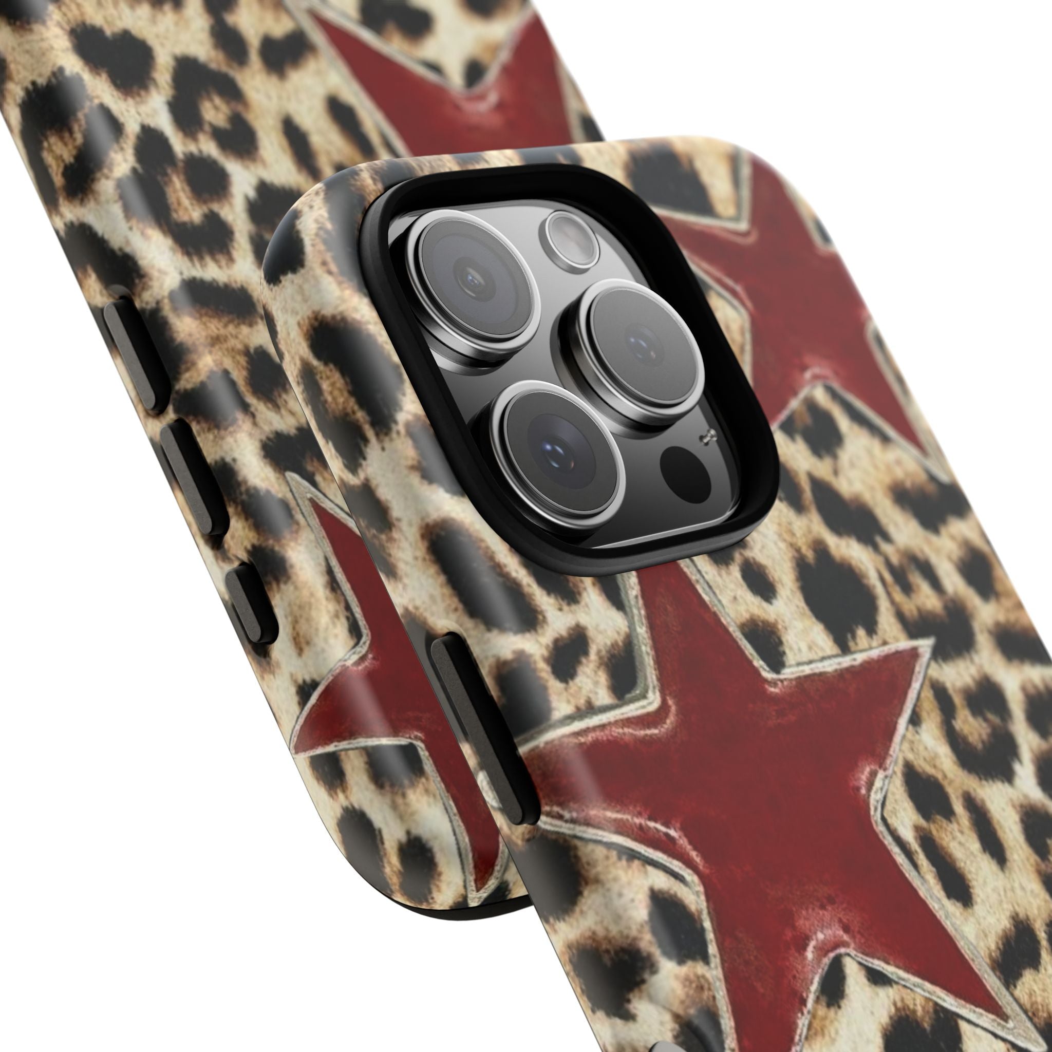 Ruby Leopard Star – Red Stars on Animal Print