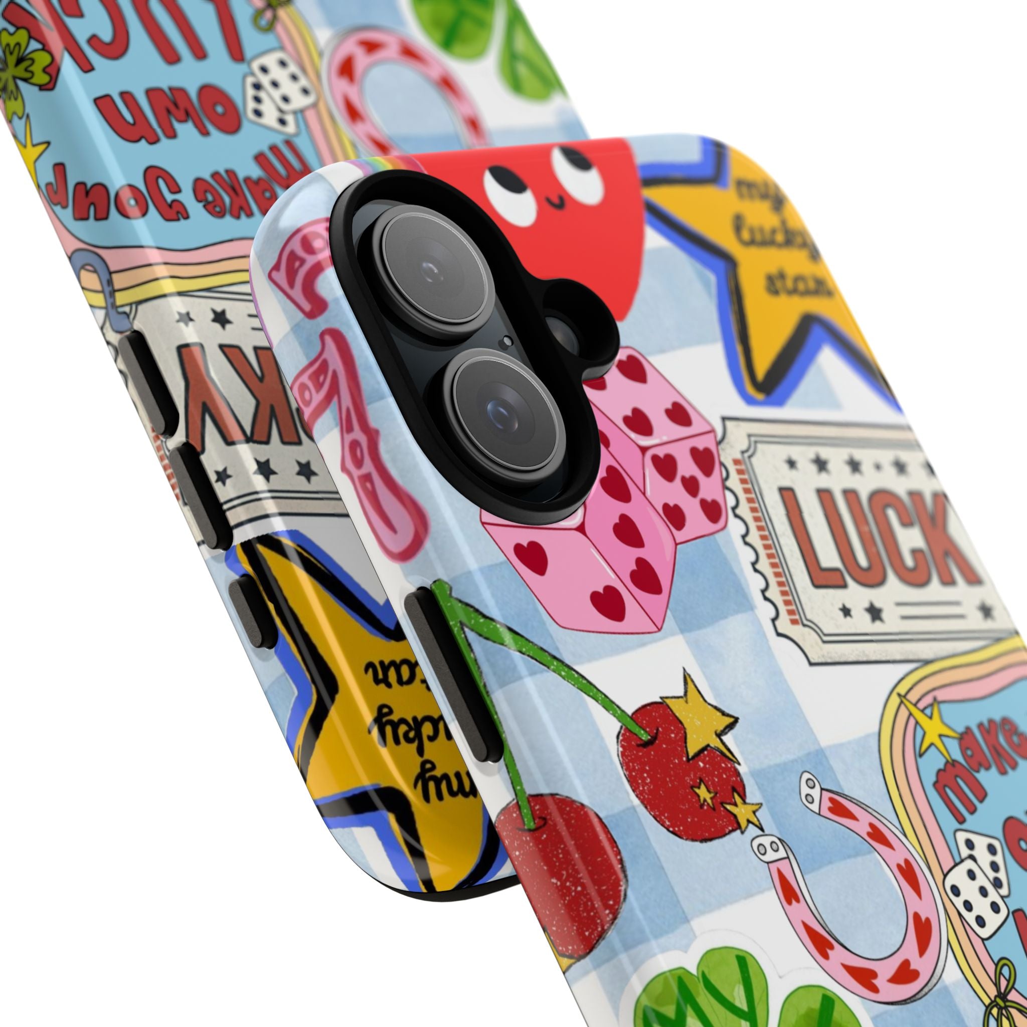Lucky Charm Phone Case — Cute Kawaii Sticker Collage, ‘Make Your Own Luck’ Design