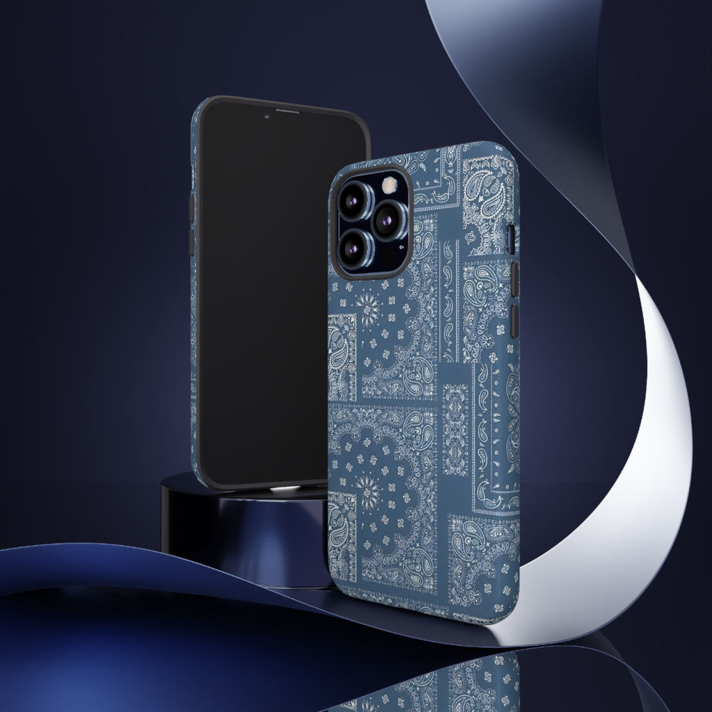 Blue Bandana Tough Phone Case — Rugged Protective iPhone Cover