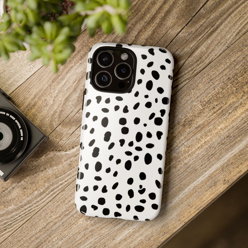 Dalmatian Spot Tough Phone Case — Black & White Protective Cover