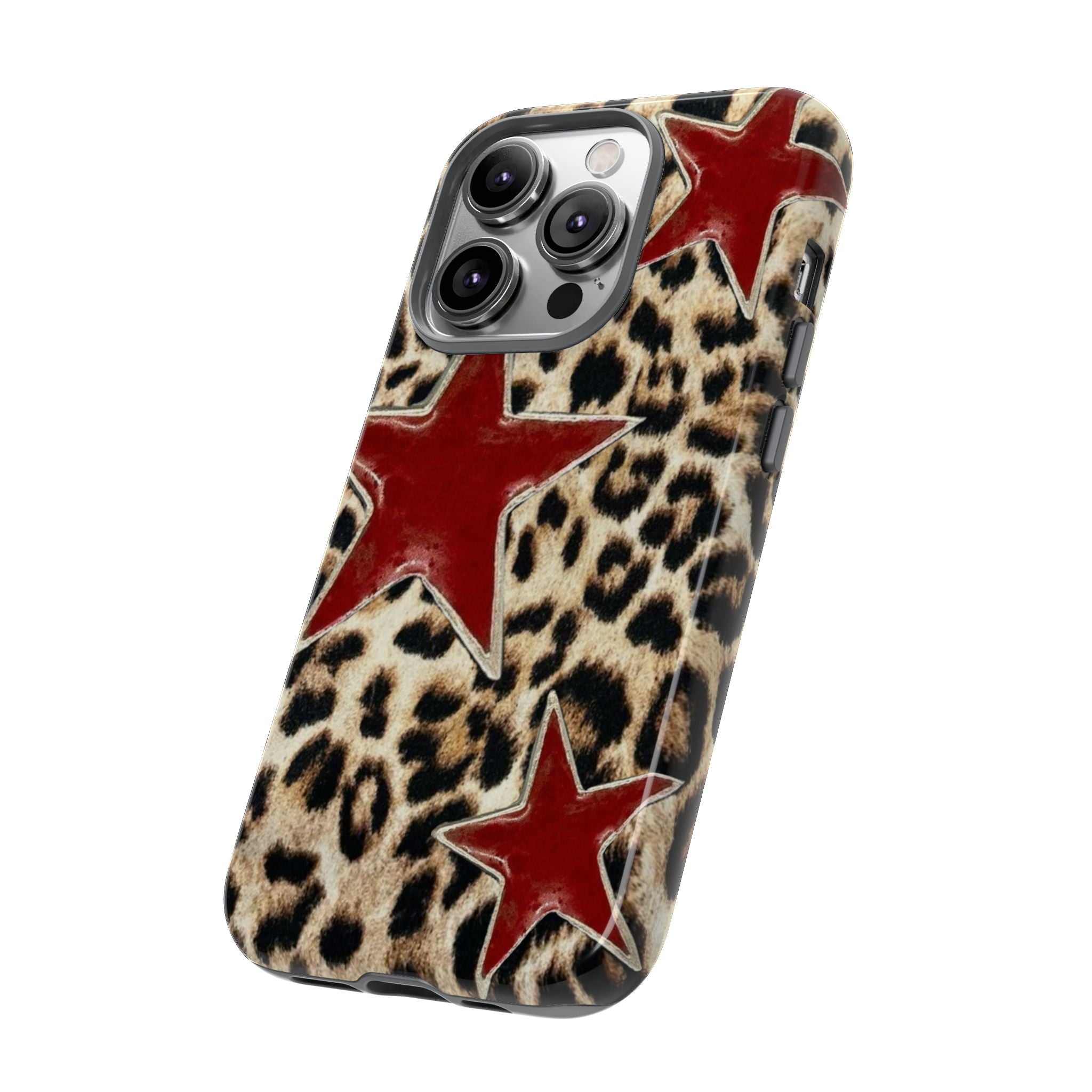 Ruby Leopard Star – Red Stars on Animal Print