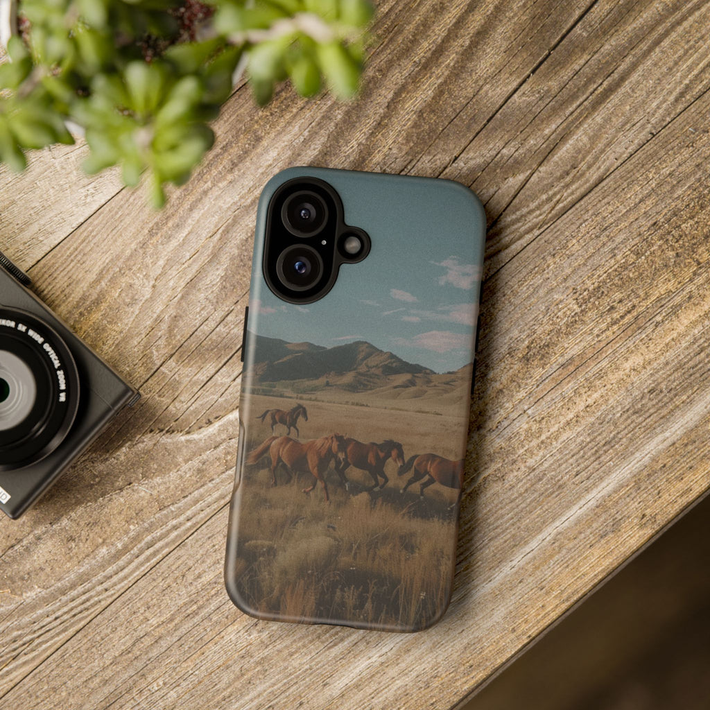 Wild Mustang – Durable Protective iPhone Case with Scenic Desert Horse Design
