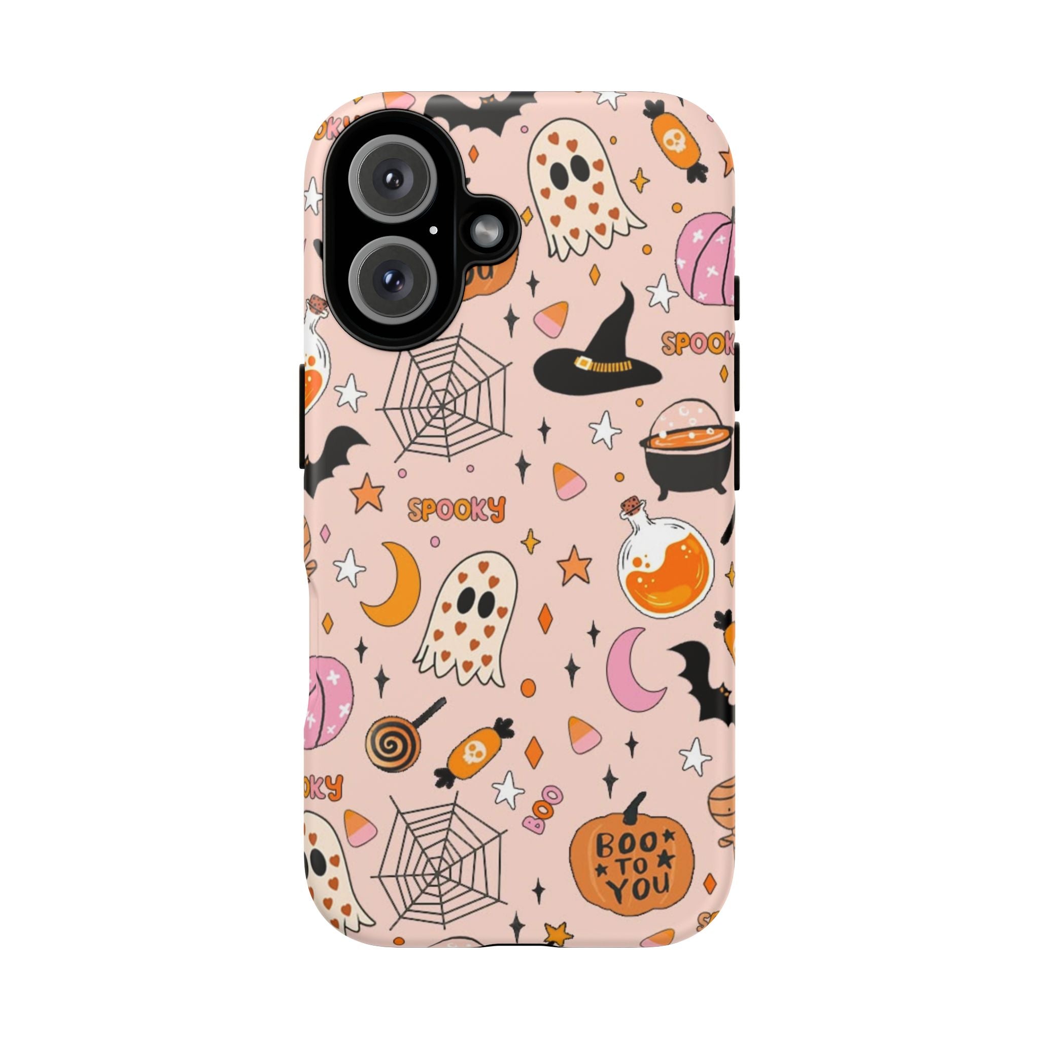 Spooky Halloween — Pink Ghosts, Witches, Candy & "Boo to You" Design