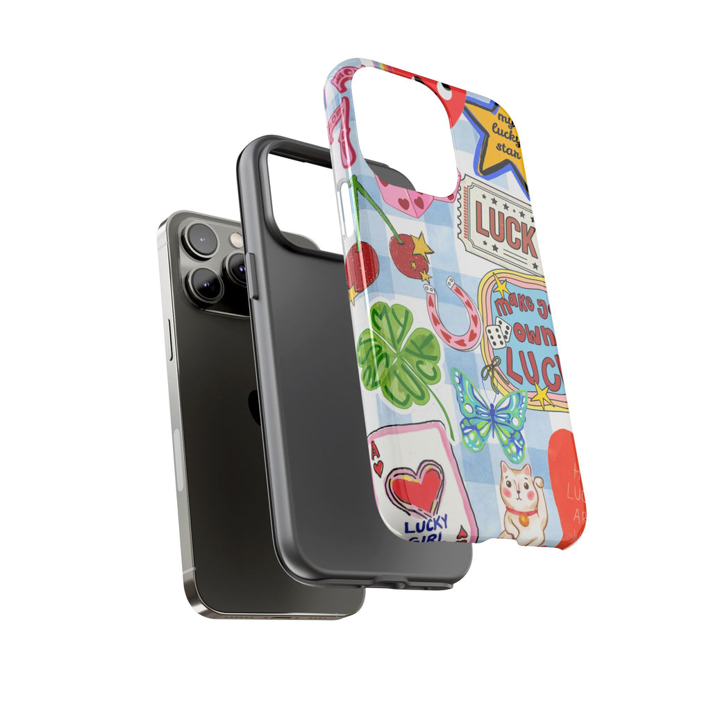Lucky Charm Phone Case — Cute Kawaii Sticker Collage, ‘Make Your Own Luck’ Design