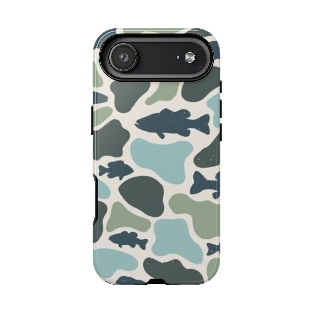 Camouflage Fish Tough Phone Case — Waterproof Blue-Green Camo iPhone Cover