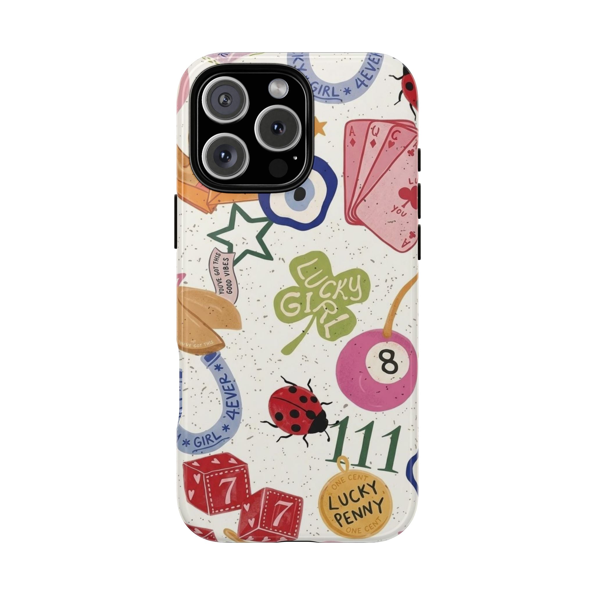 Lucky Charm Phone Case — 'Lucky Girl' Sticker Collage Design