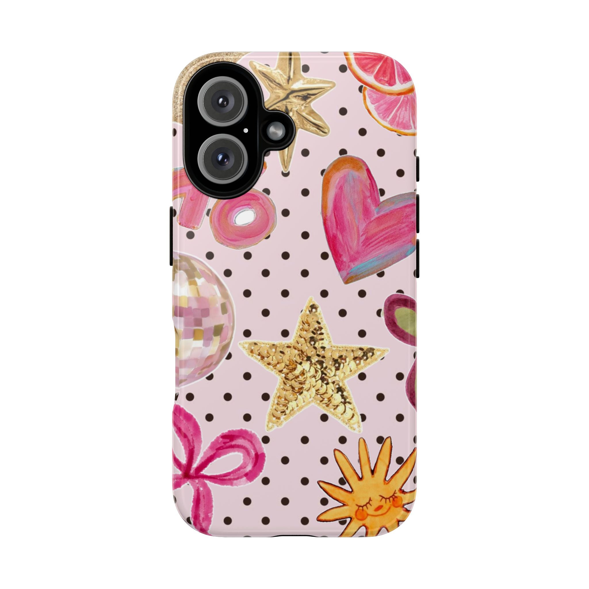 Pink Polka Dot Party — Pink Hearts, Stars & Disco Ball Design