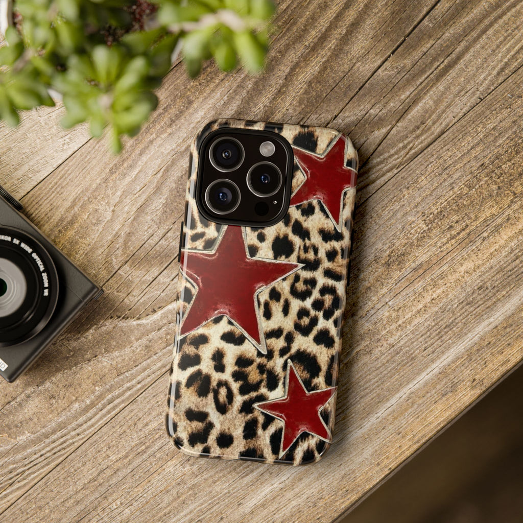 Ruby Leopard Star – Red Stars on Animal Print