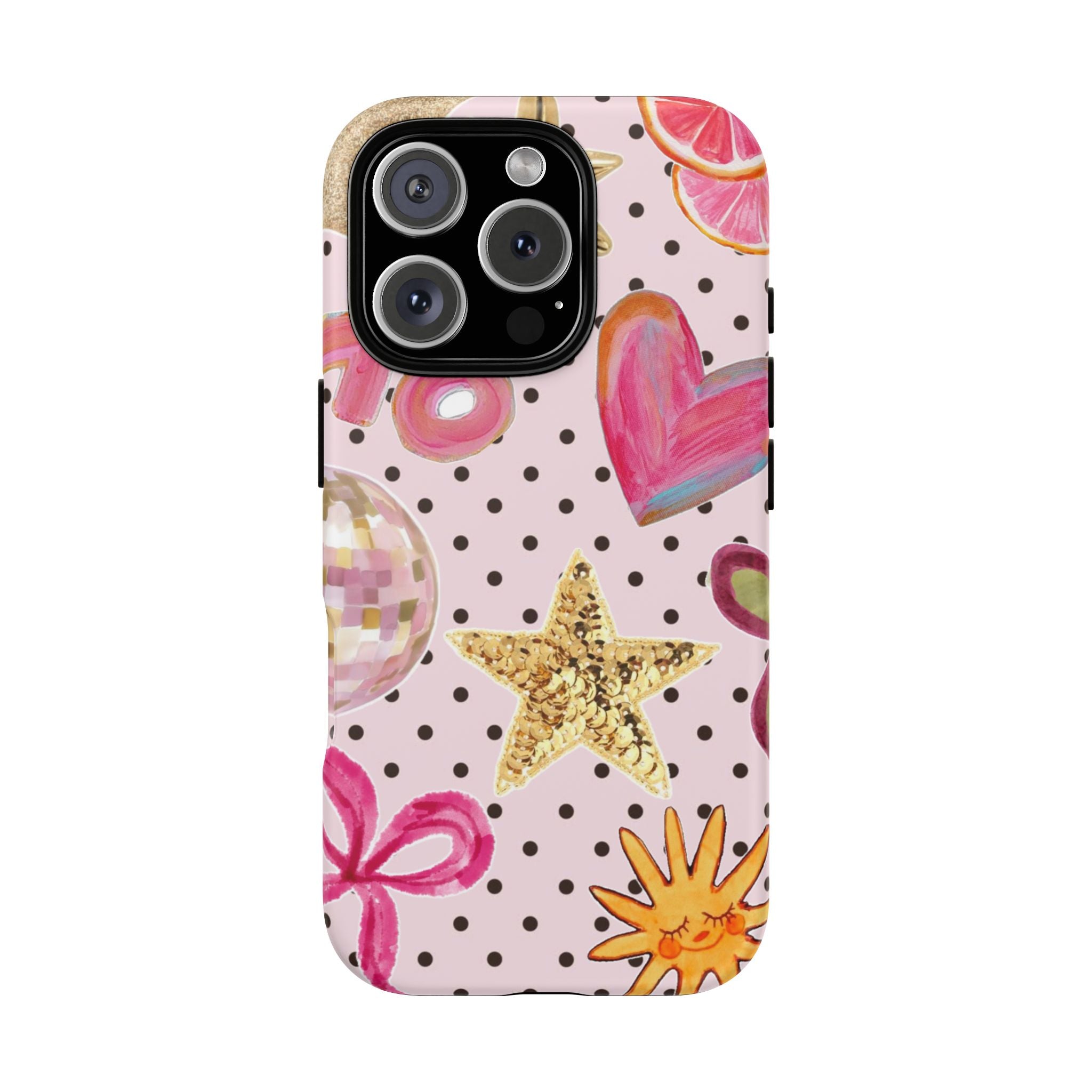 Pink Polka Dot Party — Pink Hearts, Stars & Disco Ball Design